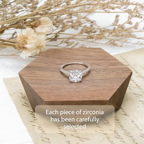 BAGUTTA PAVONE 1.5CT CZ Cushion Cut Engagement Rings for Women,Women’s 925 Sterling Silver Solitaire Wedding Bands Engagement Promise Rings for Her with 18K White Gold Plated Size 7.5 - image 5
