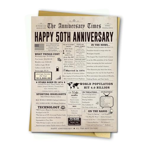 BENNLOOS Happy 50th Anniversary Cards Gifts for Mom Dad, Funny 50th Anniversary Decorations for Men Women, Large 50th Wedding Anniversary Card for Him Her