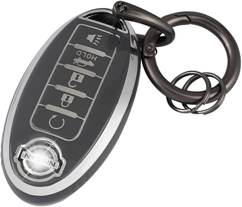 CARFIB Funda para llavero Nissan Altima Armada Maxima Sentra Murano Versa Rogue 2022 2021 2020 2019 Soporte para llaves de coche remoto llavero