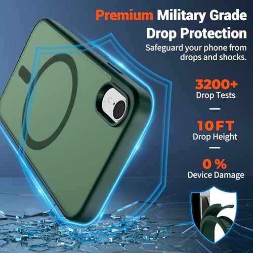 Image of SUPFINE Magnetic for iPhone XR Phone Case Forest Green | Translucent Matte, Compatible with MagSafe, Military Grade Drop Proof, Rugged Shockproof Protective