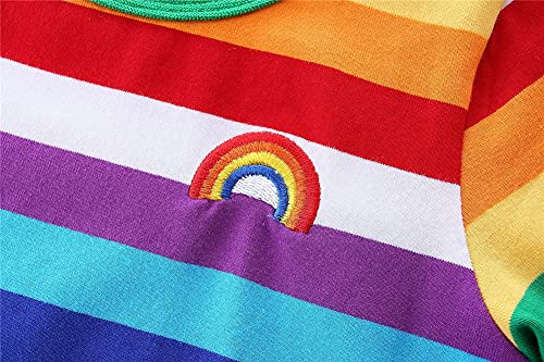 Image of Mud Kingdom Boys Girls T-Shirts Rainbow Stripe Cotton Unisex Top