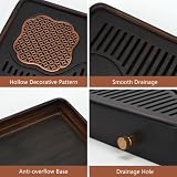 Bamboo Gongfu Tea Tray, 11 Inch Chinese Tea Serving Tray with Water Storage Box & Drainage Kung Fu Tea Set Tea Ceremony Serving Tray