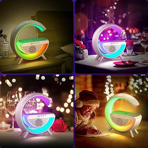DooBuy G Shape Bluetooth LED Wireless Speaker with USB Port, SD Card Slot, FM Mode, RGB Mood Light & Wireless Smartphone Charging Dock, LED Desk Lamp - Image 3