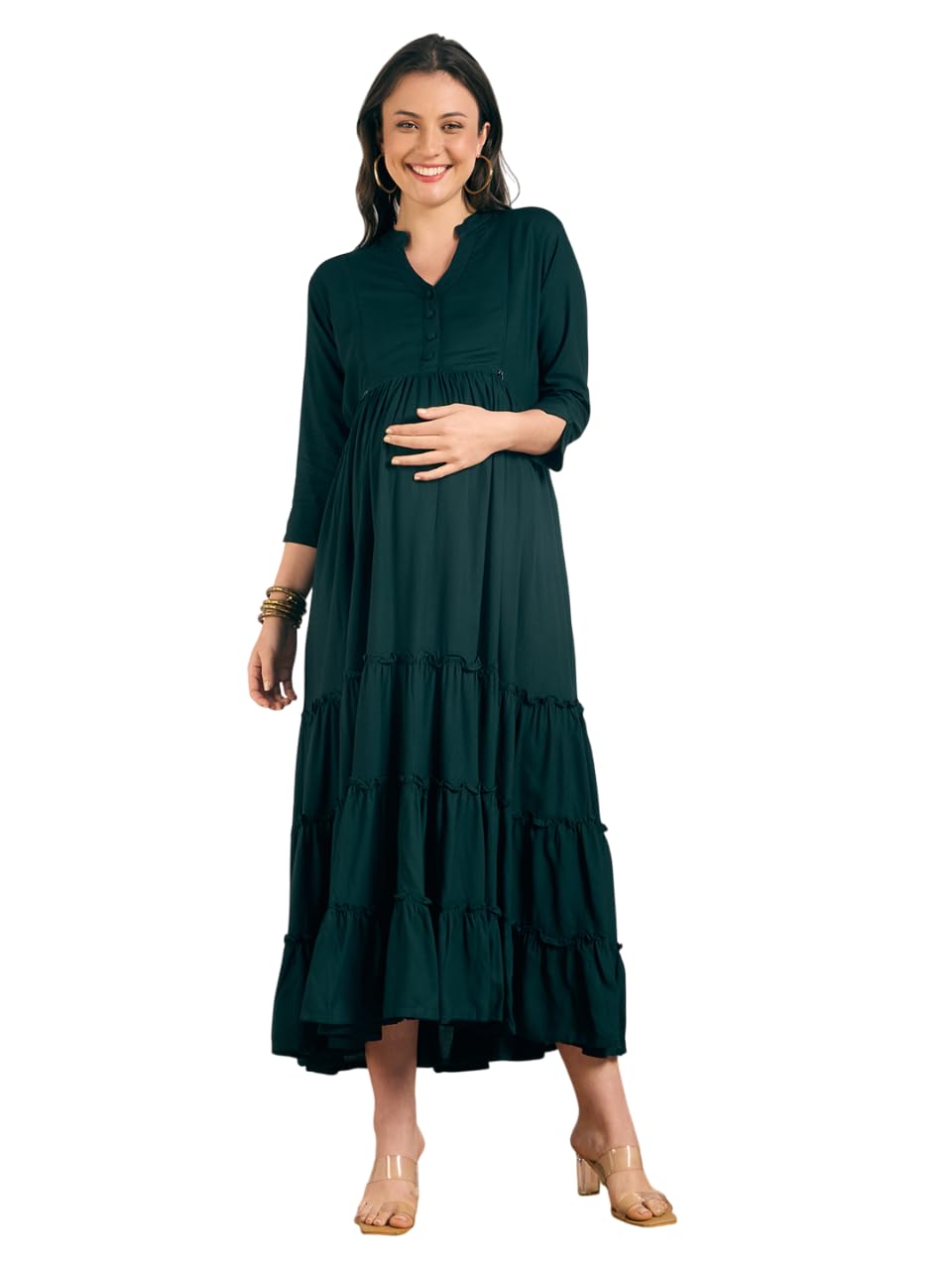 Maternity Dress – Comfortable, Stylish, and Versatile Dress for Pregnancy & Postpartum Wear Blue-image-29