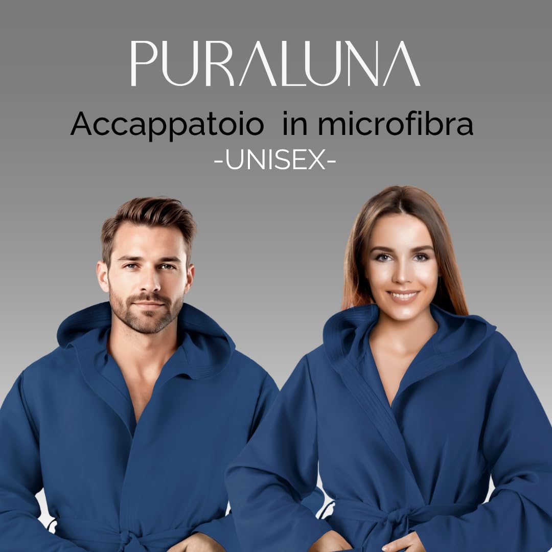 Accappatoio in microfibra premium con Cappuccio, Unisex, pratico per il viaggio e la palestra con comoda custodia in pvc, Uomo Donna