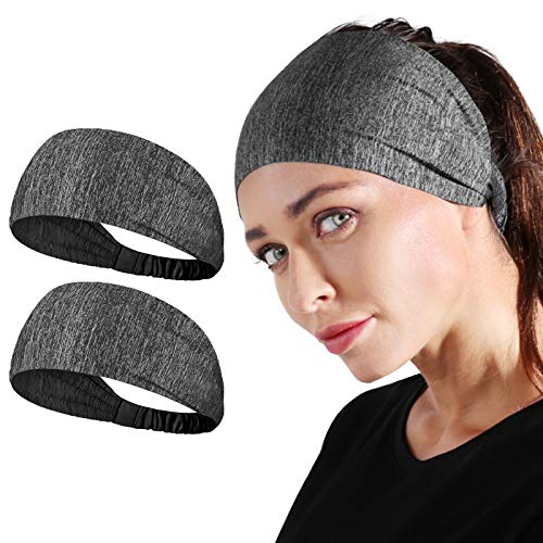Neitooh Headbands for Men Women(2 Pack), Mens Headband Non Slip for Workout Running Sports Travel Cycling Hiking, Lightweight Breathable Sweatbands