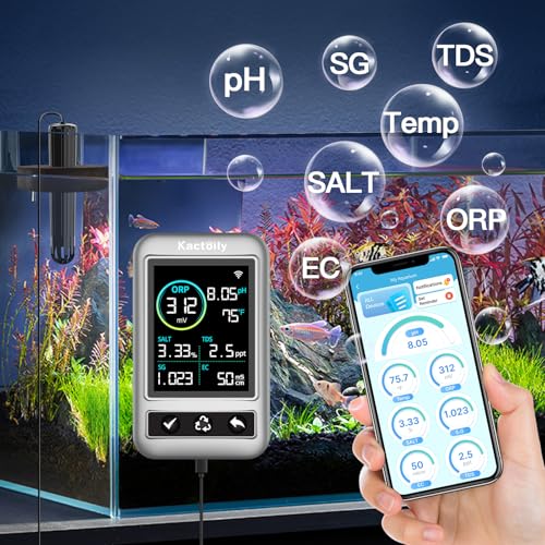 Image of Kactoily Smart Aquarium Monitor with WiFi, All-in-One Salinity Tester for Saltwater Aquarium, Water Tester for Fish Tank with Real-Time Alerts