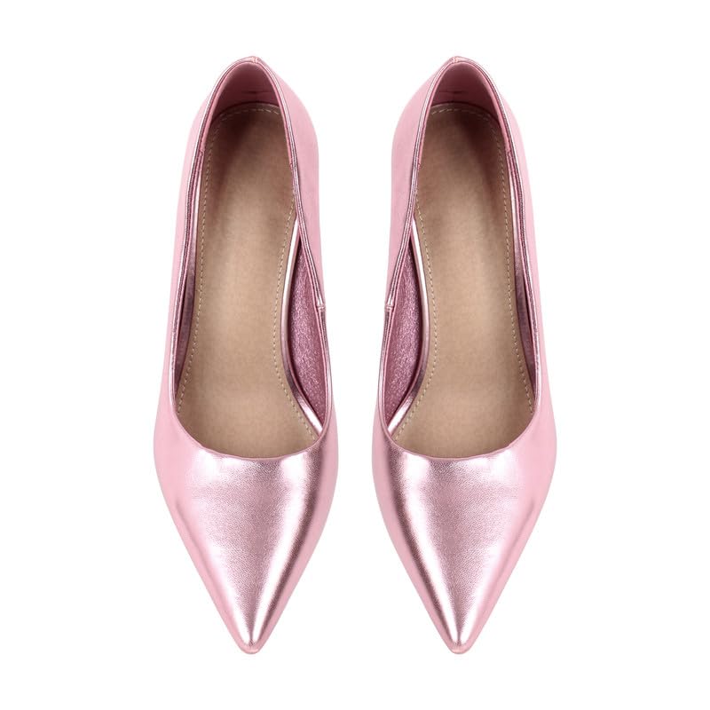 sexytag Metallic Stiletto Low Heels Slip On Closed Pointed Toe Pumps 3 Inch4