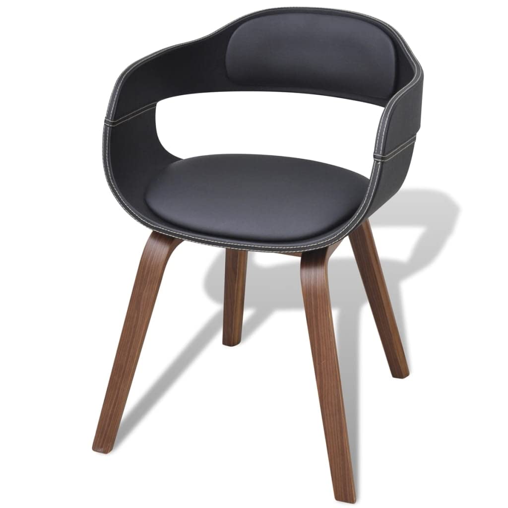 Krzesła do jadalni 4 szt. czarna rama z drewna łukowego i obicie ze sztucznej skóry, ergonomicznie wyściełane podłokietnikami, wysokość siedziska 50 cm, nowoczesne wzornictwo do kuchni, salonu