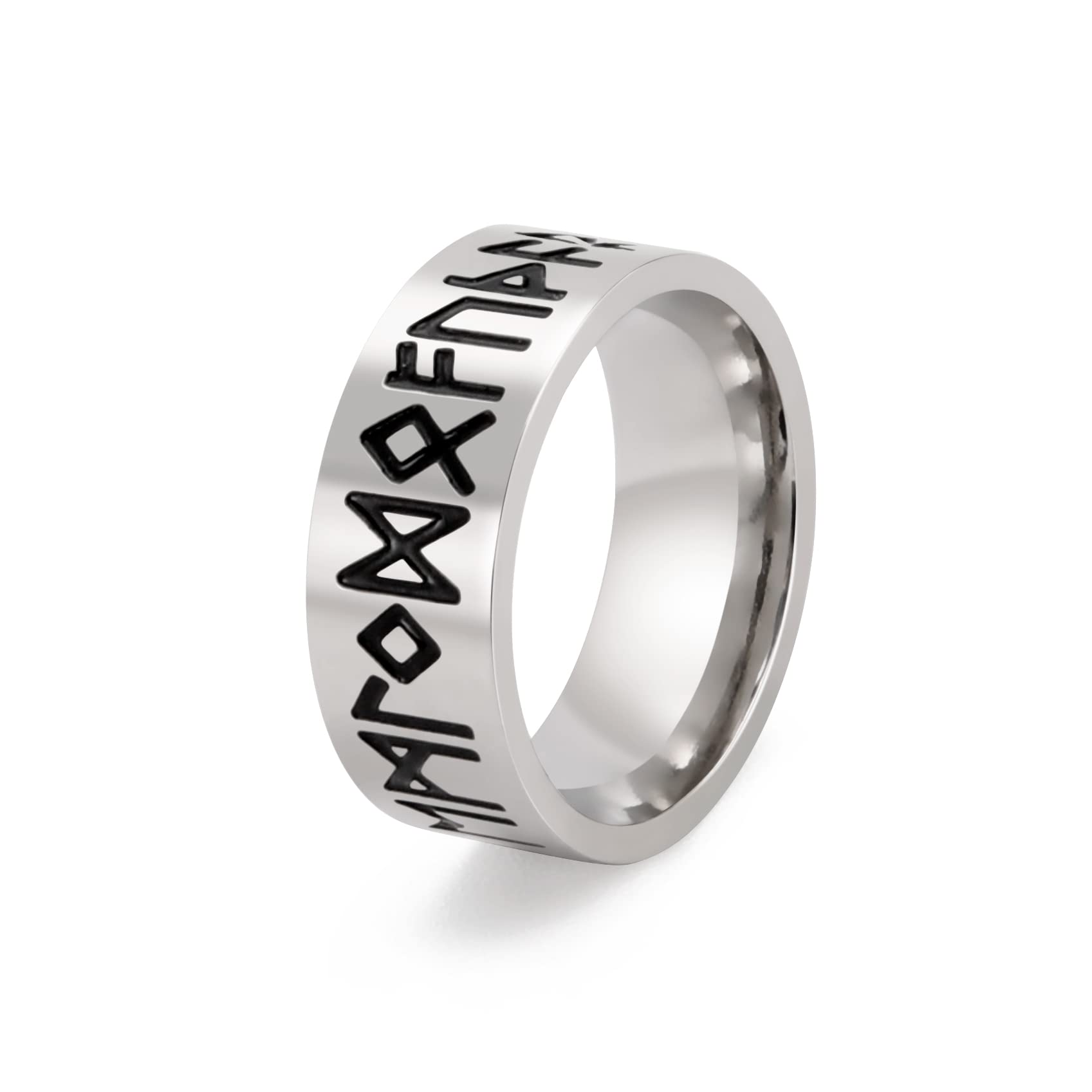kkjoyAnillo de acero inoxidable con 24 runas, ancho de nudo celta irlandés, anillo retro negro, anillo vintage gótico para hombres y mujeres, regalo de cumpleaños