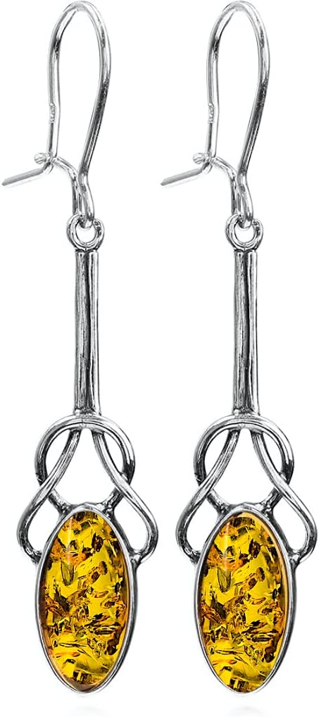 Ian and Valeri Co. Amber Sterling Silver Celtic Long Earrings