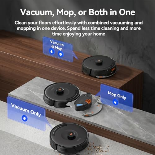 Image of Robot Vacuum 38,000 Pa Robot Vacuum Mop,120Day Self Emptying Vacuum Robot,Lidar Navigation,5G 2.4GWiFi APP Aspirateur Robot,Self-Charging Robot Vacuums for Pet,Floor,Carpet R11 Max Black