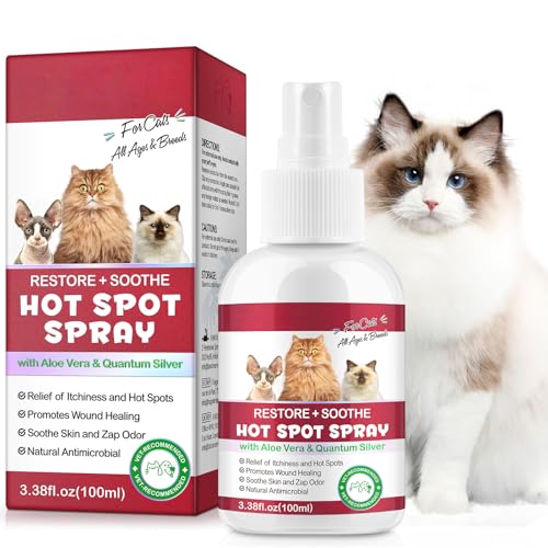VOSIFSDIY Hot Spot Spray for Cats Itch Relief for Cats Relieve Irritated Skin Long Lasting Moisturizing Emotional Soothing Pure Plant-Based Ingredients-100ml(2PCS)
