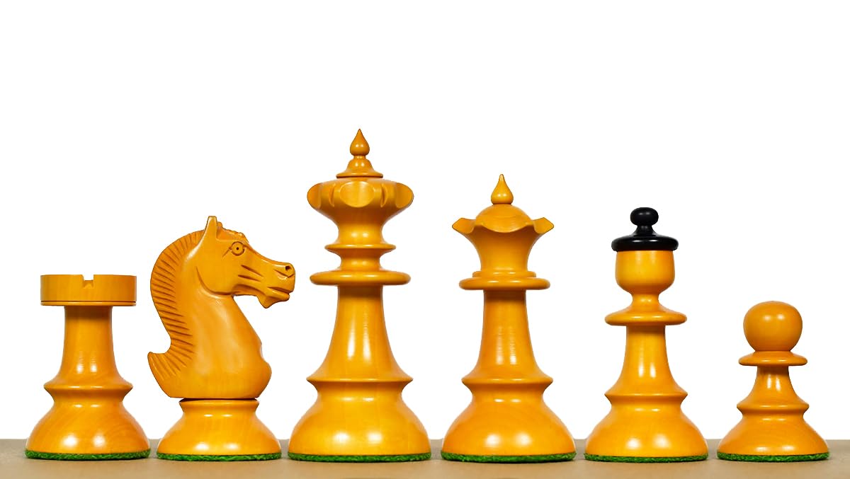 Reproduced Vintage Austrian Coffee House Chess Pieces V2.0 – Handcrafted in Ebonized & Antique Boxwood | 3.8" King | Old Vienna Classic Staunton Design image 2