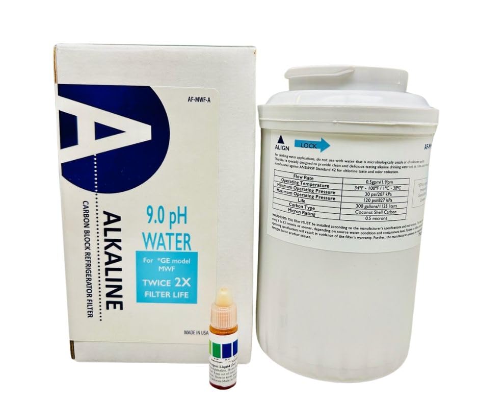 AF-MWF-Alkaline Water Filter Replacement (pH level 9.0) Compatible with GE model MWF (2X life) by THINKALKALINE