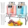 Lallisa 2 Pcs 2 Gallon Glass Drink Dispenser with Stand Ice Cylinder Hanging Chalkboard Signs 18/8 Stainless Steel Spigot Beverage Dispensers for Parties Mason Jar Drink Lemonade Dispensers, Sangria Lallisa 2 Pcs 2 Gallon Glass Drink Dispenser with Stand Ice Cylinder Hanging Chalkboard Signs 18/8 Stainless Steel Spigot Beverage Dispensers for Parties Mason Jar Drink Lemonade Dispensers, Sangria
