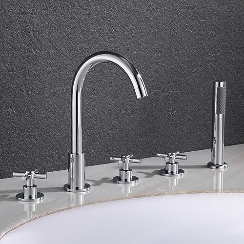 Mitigeur de douche et bain haut de gamme finition gold et levier croisé rétro