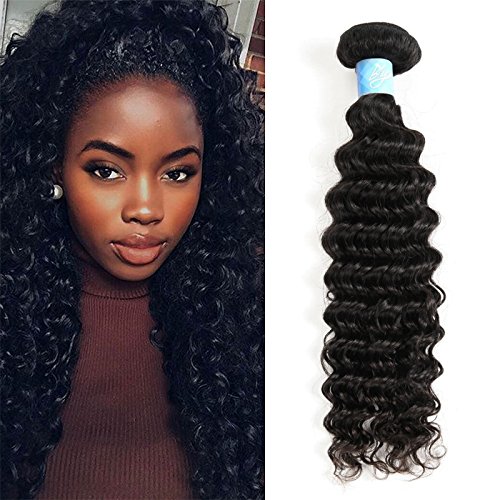 BLY Hair Malaysian Virgin Hair Deep Wave 4 Bundles Unprocessed Human Hair Weft Extensions Natural Color 95-100g/piece(18" 20" 22" 24")