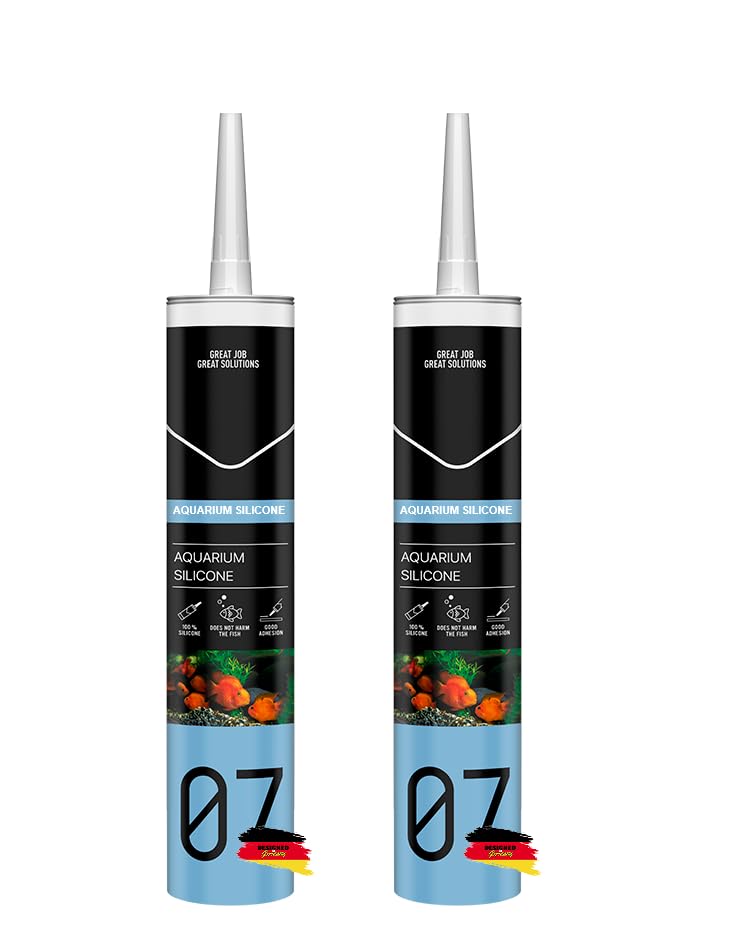 Aquaristik Adhesivo de silicona de 280 ml (345 gr), cartucho transparente – silicona de alta elasticidad para acuarios – Silicona de alto rendimiento para acuarios – No tóxico, 100% resistente al agua