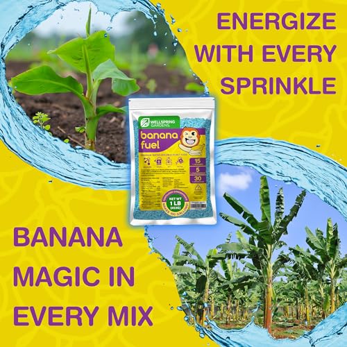 Image of Wellspring Gardens Banana Fuel Fertilizer - Water-Soluble 15-5-30 Blend - Banana Plant Fertilizer - Plant Food - Formula for Banana Trees & Plants - Grow Healthy and Happy Plants (1 Pound)