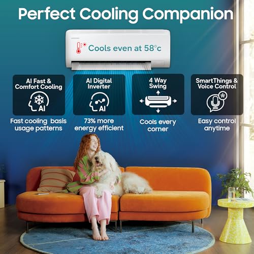Image of Samsung 1.5 Ton 5 Star AI Inverter Smart Split AC (WiFi, Energy Saving, Voice Control, Powerful Cooling, Copper, Digital Inverter, 4 Way swing, 5 Step Convertible, BESPOKE AI AR50F19D1NHNNA)