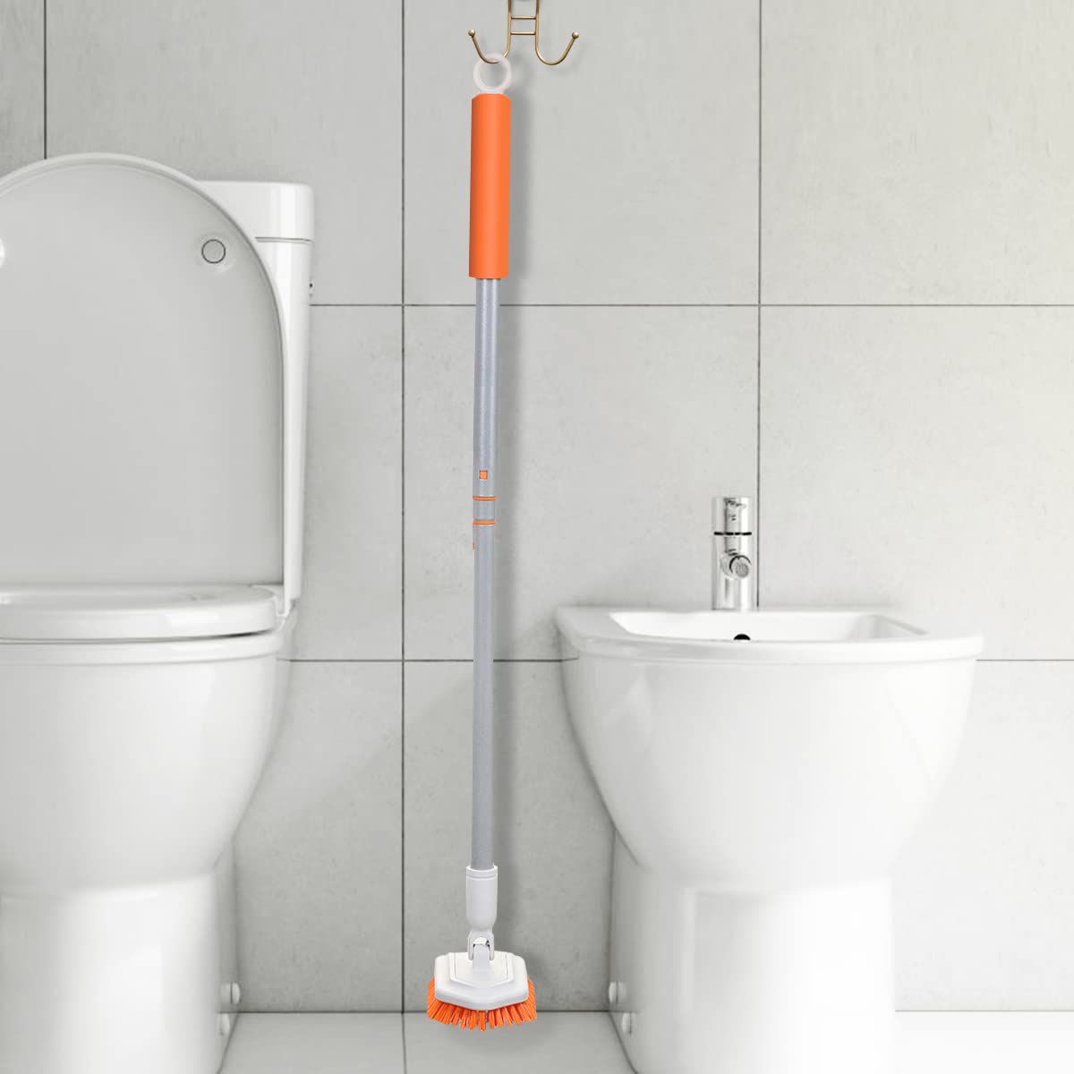 Buy Shower Cleaning Brush with Extendable Long Handle 42'' Tub and Tile Scrub Brush Stiff