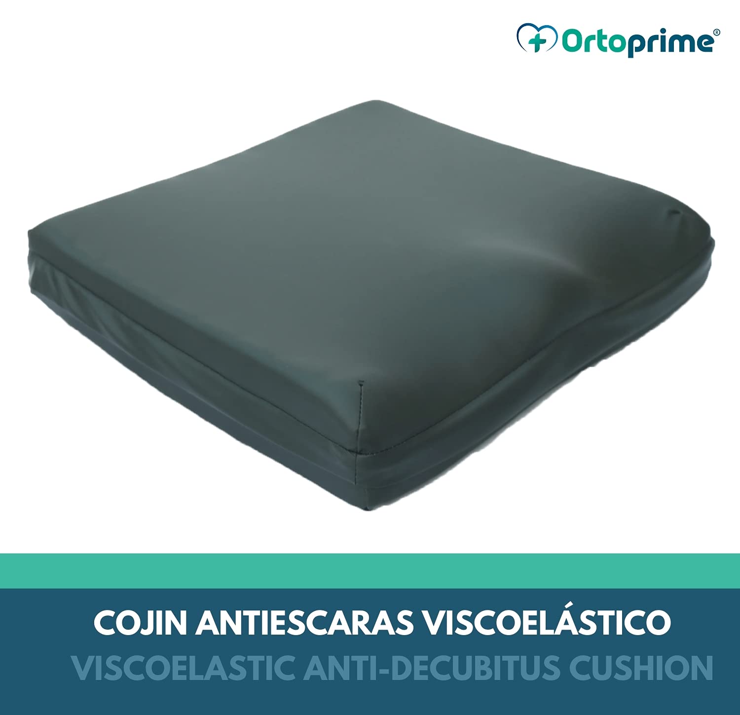 OrtoPrime Cojín Antiescaras Viscoelástico Alta Densidad - 80 Kg/m3 - Asiento Ortopédico con Espuma de Memoria - Cojín Terapéutico Alivia Presiones de Coxis | Silla de Ruedas Oficina y Hogar