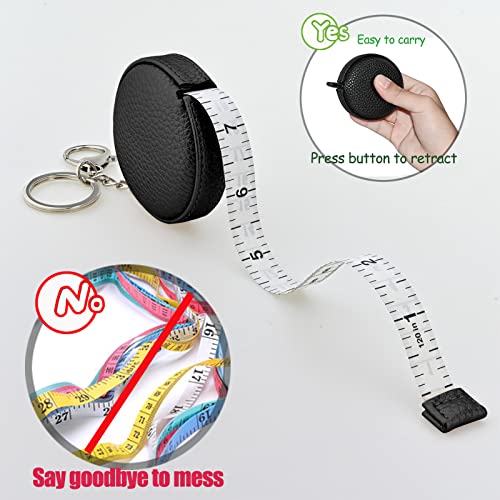 Image of Tape Measure for Body Measuring Tape Double Scale Body Sewing Flexible Ruler for Medical Tailor Craft Ruler, Retractable Key Chain Mini Tape Measure 120 Inches /300cm (Black)