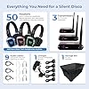 Silent Tech Silent Disco in a Box – 50 LED Wireless Headphones, 3 Channel Transmitters, Plug & Play for Smartphones, Laptops, Tablets, 10 Hour Battery, 500-Yard Range – Silent Disco Headphone System #1