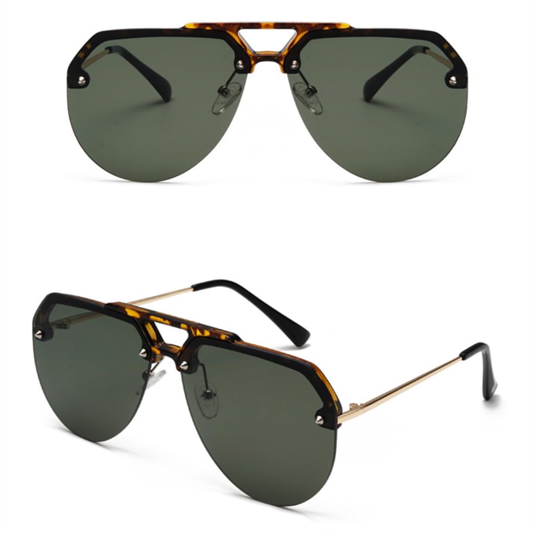 Gafas de sol con protección UV400 | Lentes de colores con remache ovalado y doble puente | Para mujeres, hombres, deportes al aire libre y conducción