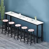 Elegante mesa de bar rectangular con reposapiés ajustables, perfecta para cocina, desayuno, rincón o restaurante, marco de metal blanco (sillas no incluidas), 100 x 40 x 100 cm
