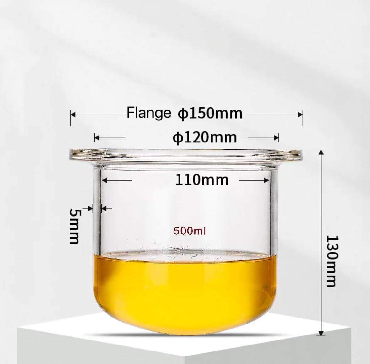Matraz de vidrio de alto contenido en borosilicato Matraz de reactor de vidrio de una sola capa abierto de 500 ml con fondo plano y redondo(Round Bottom)