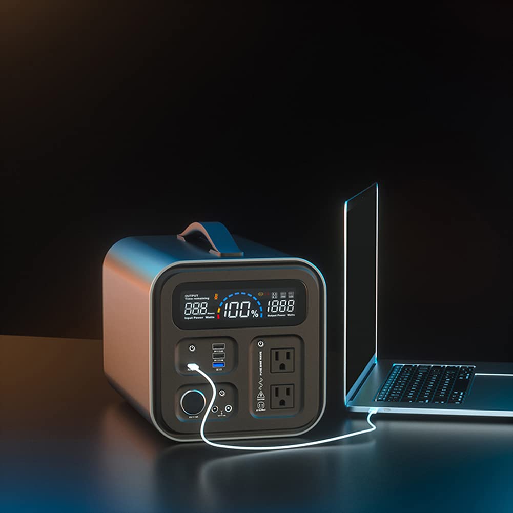 Generatore Esterno Centrale Elettrica Portatile 1100Wh Generatore Solare Onda Sinusoidale Pura Alimentatore di Emergenza con CA/CC/USB e PD per Viaggi in Campeggio all'Aperto