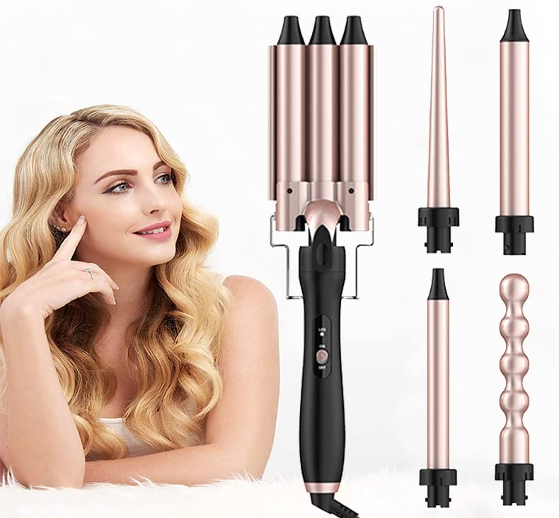 TTEDOYE5 in 1 Hair Curling Iron 3 Barrel Hair curling wand tongsProfessional Curling Iron Ceramic Triple Barrel Hair Styler Hair Lectric Curlers Electric Irons Curling Hair Waver Styling Tools