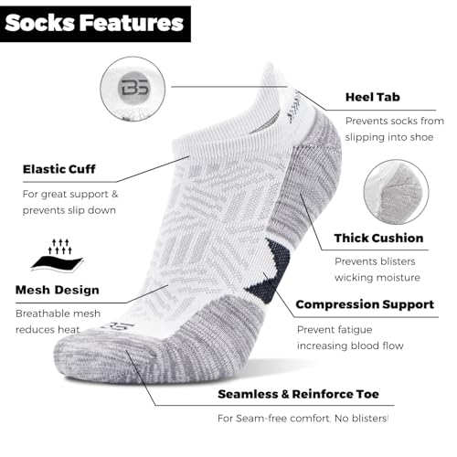 Busy Socks Men's Athletic Ankle Coolmax Running Socks Women's Cushioned Anti Blister Moisture Wicking Low Cut Socks 3 Pack2