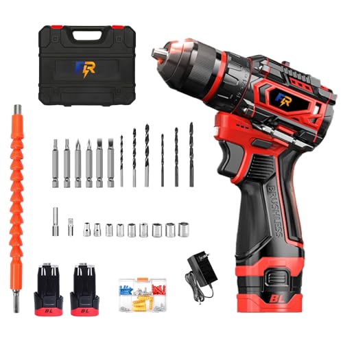 Furadeira e Parafusadeira de Impacto 16.8V Brushless, 60Nm, Kit Completo Profissional c/ 2 Baterias 1.3Ah, Maleta, Eixo Flexível, Soquetes, 30 Buxas + Acessórios
