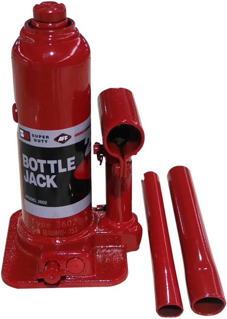 AFF Super Duty 2 Ton Hydraulic Bottle Jack, Manual, Welded Cylinder, High-Grade Steel Construction, Forged and Welded Base, 3602