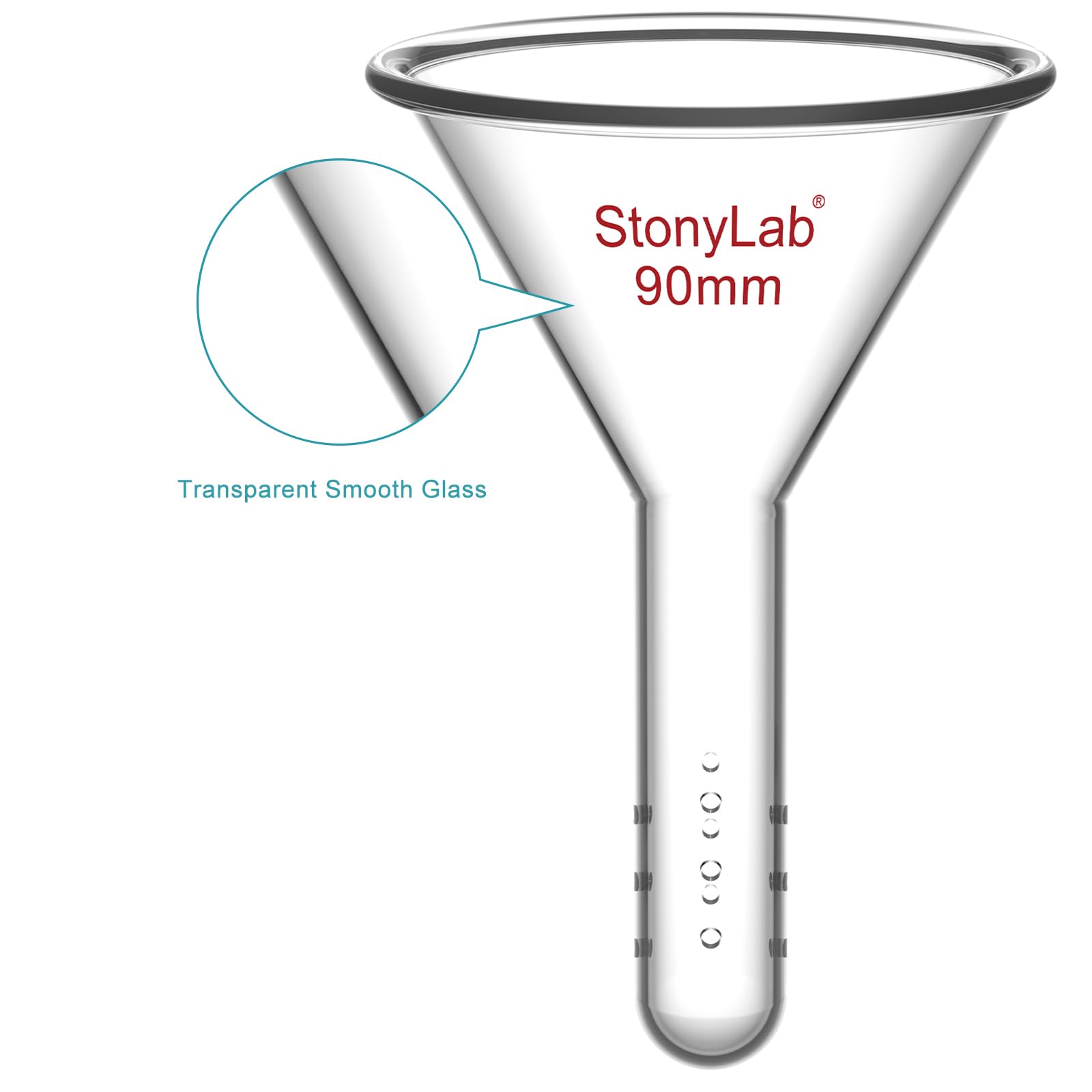 stonylab Imbuto Perforato in Vetro per Cromatografia a Flash, Imbuto in Vetro Borosilicato con Manico da 19 mm di Diametro Esterno, Attrezzatura da Laboratorio