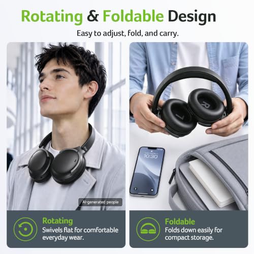 Acer Active Noise Cancelling Headphones,Wireless Bluetooth Over-Ear,Black - image 9