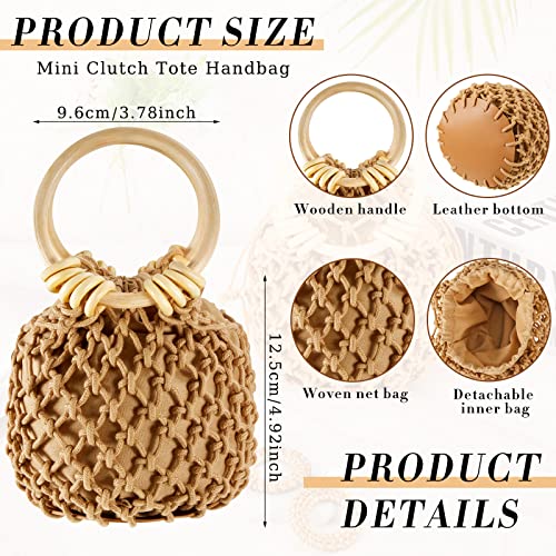 Image of Sweetude Mini Clutch Tote Handbag 2 Pairs Rattan Earrings for Women Crossbody Bag Bohemian Woven Clutch Bucket Handbag