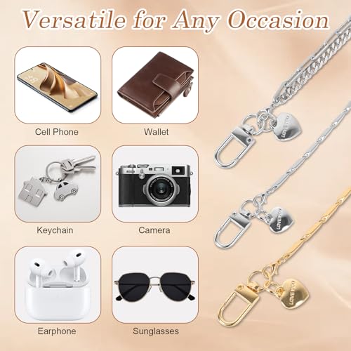 AULEEP Phone Chain Wristlet,Metal Hand Wrist Strap Lanyard,Phone Charm with Clear Tether Tab,Anti Theft Cellphone Strap Silver Bracelet Strap for Traveling Hiking Shopping - image 5