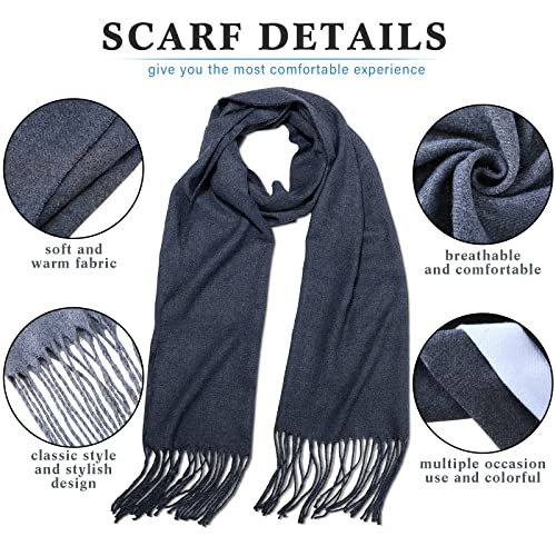 Handepo 8 Pieces Winter Knit Scarf and Glove Set, Cashmere Soft Scarf with Touchscreen Gloves for Women Gift2