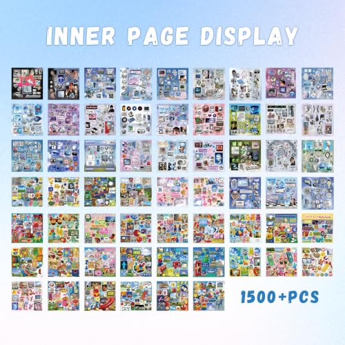 Image of 1500+ Pcs Aesthetic Sticker Book for Journaling | Retro Tech Collage Decals for Planner, Junk Journal, Notebook, Phone Case, Gift Wrap, DIY Craft Supplies