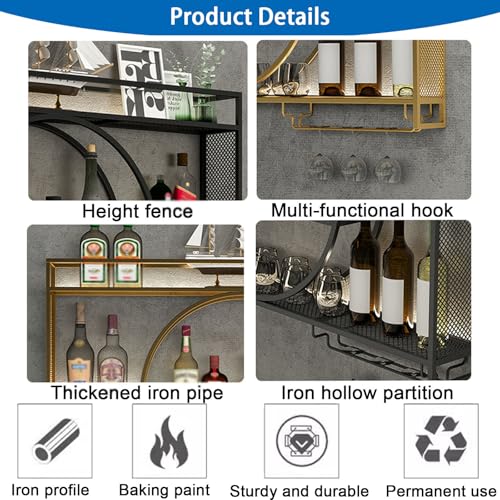 Étagère à vin murale avec support rond multifonction pour rangement bouteille maison