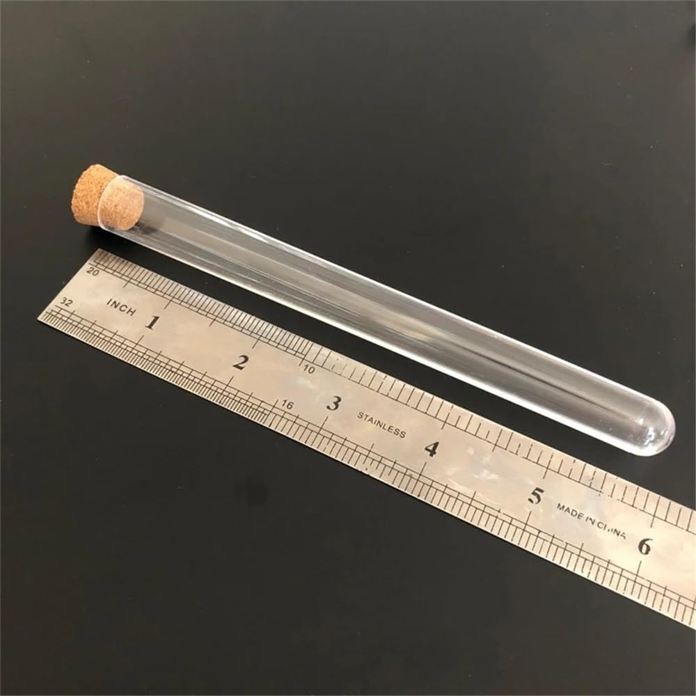 Cristalería de Laboratorio Tubo de ensayo de plástico con corcho for laboratorio, 200 unidades, 15 x 150 mm