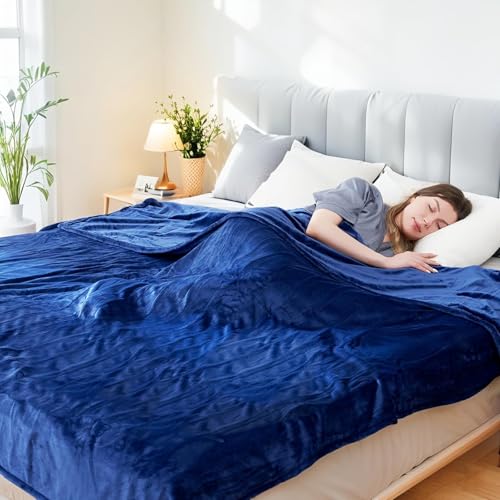 Electric Heated Blanket Throw Size 50" x 60", Super Cozy Soft with 6 Heat Levels & 3 Hours Auto Off, Home Office Use, Navy Blue