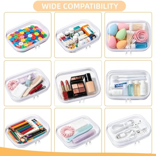 Image of 2PCS Thickened Clear Hard Shell Zipper Case,Professional-Grade Plastic Clear Zipper Pencil Case, Toiletry Pouch, Travel Organizer, Cosmetic Bag, Toy Storage Bins (2PCS-L)