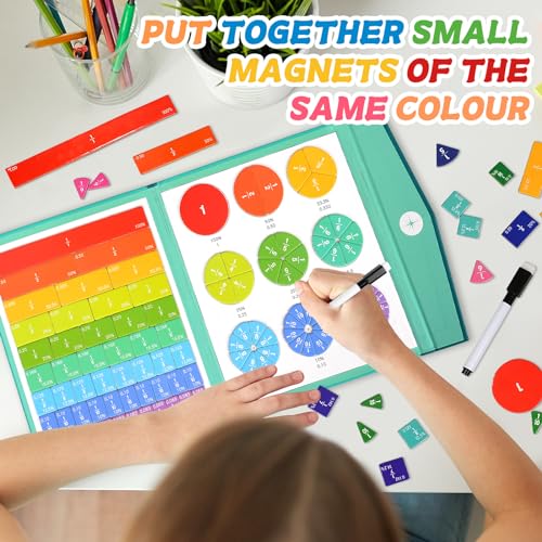 Montessori Magnetic Book Fraction Puzzle for Children, Fraction Resources Fun Magnetic Fractions Educational Puzzle, Learning Games, Math Manipulatives for arly Math Skills Development - Image 3