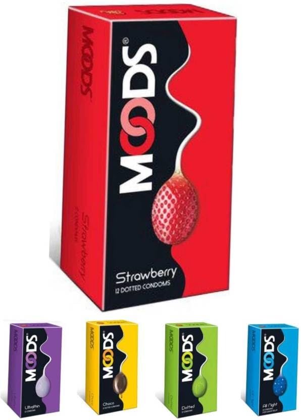 MOODS LuvStock UltraThin,AllNight ClimaxDelay,Dotted,Chocolate&Strawberry Flavored Men Condom (Set of 5, 60 Sheets)-image-49