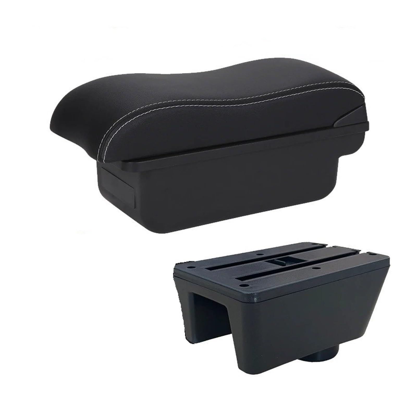UMDJJU For Seat For Ibiza 6j 6L Armrest Box Car Auto Storage Retrofit Parts Interior Accessories Arm Car Centre Console Armrest Box(C3 Black white NOUSB)
